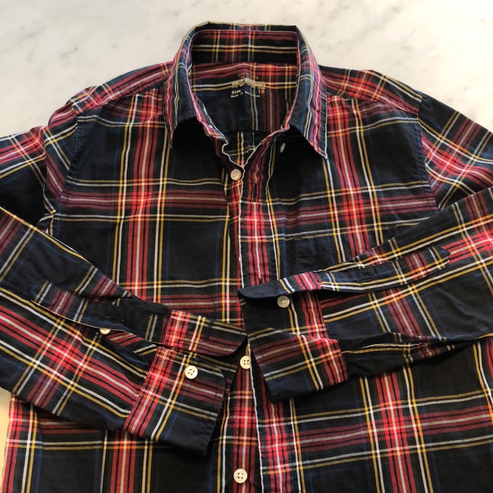 Crewcuts Boys' button-down in Stewart black tartan